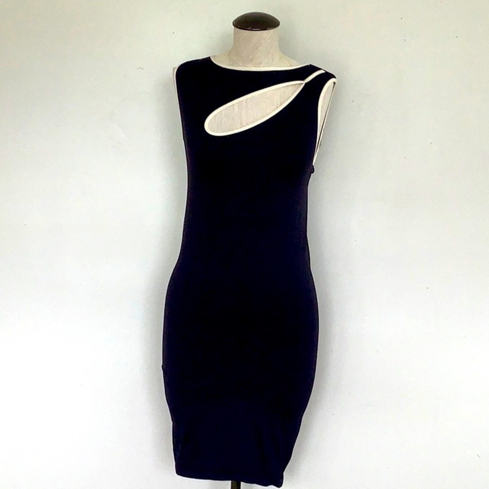 Bebe stretchy black and cream dress